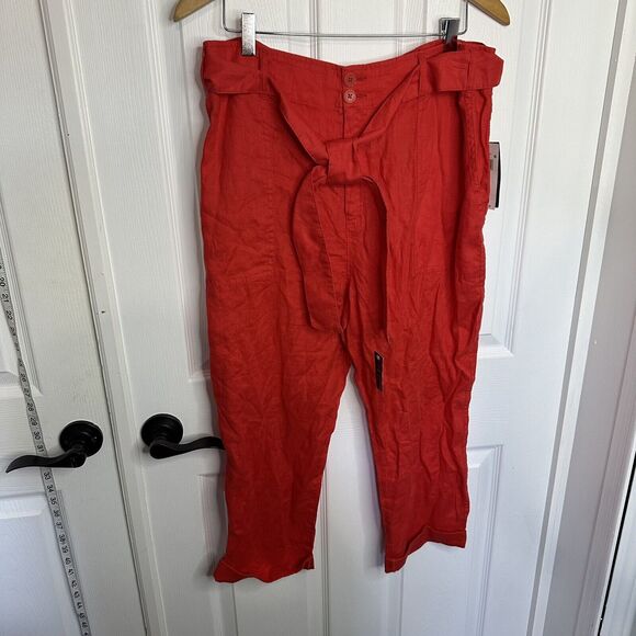Lauren Ralph Lauren Island Hibiscus Red Straight Crop Leg Pants Size 14p 14 NWT - Picture 5 of 9